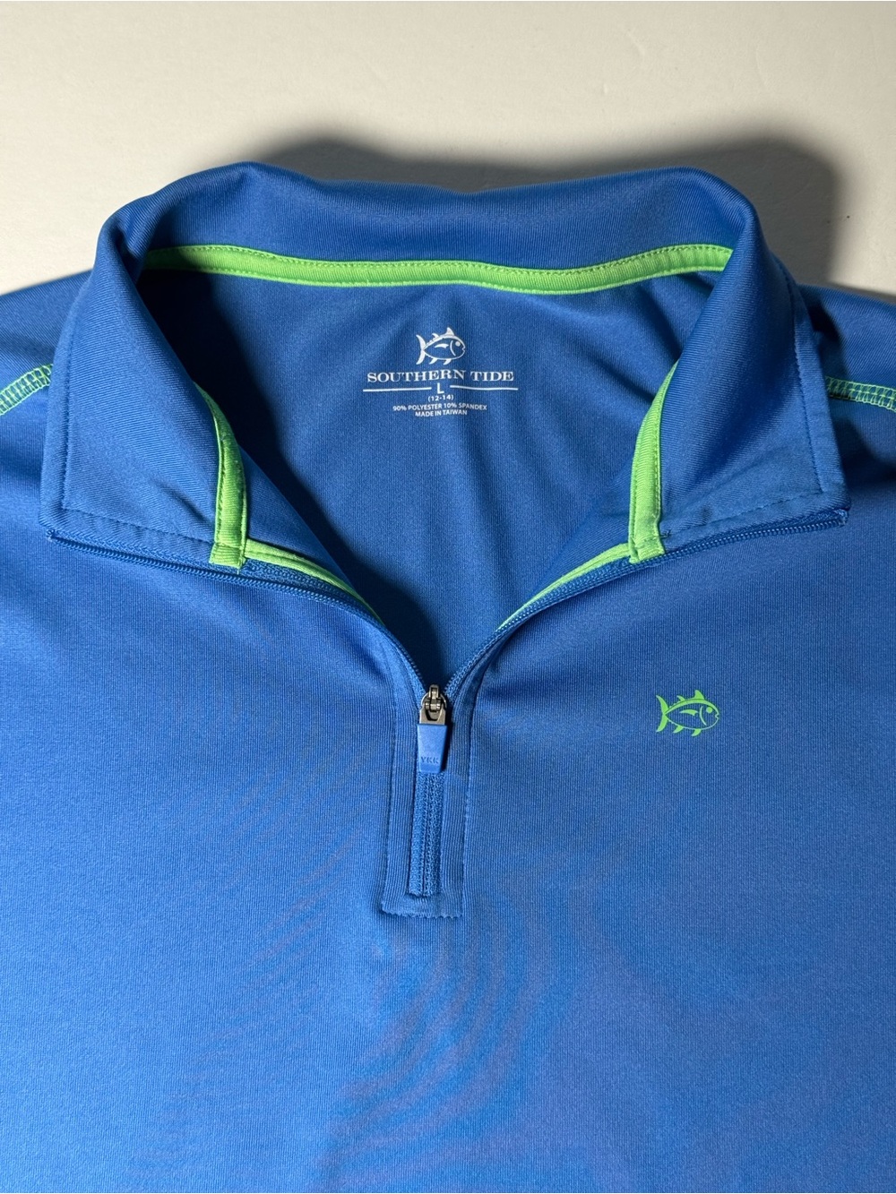 Southern Tide Boys L 12-14 Blue Performance 1/4 Zip Pullover Long Sleeve